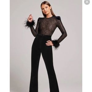 Nadine Merabi Monique Black Jumpsuit Size Small NWT